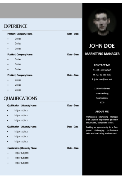 Elegant 0003 Blue Grey Curriculum Vitae