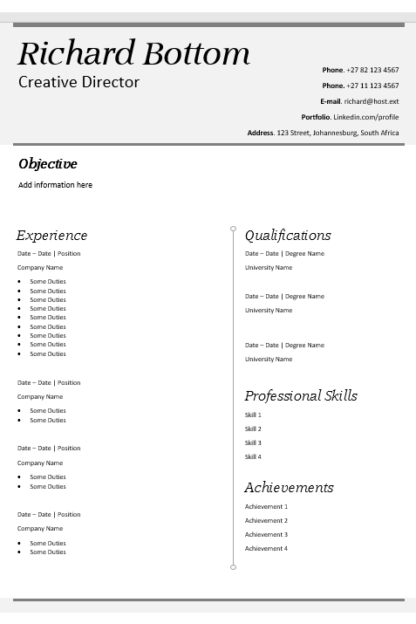 Creative Director Curriculum Vitae