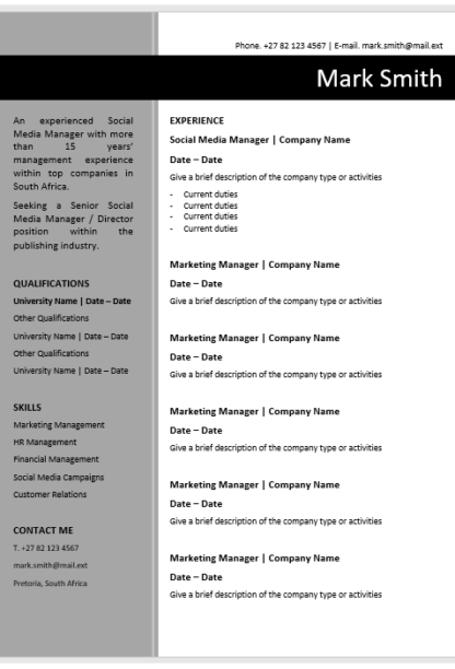 Elegant 0019 Black Curriculum Vitae