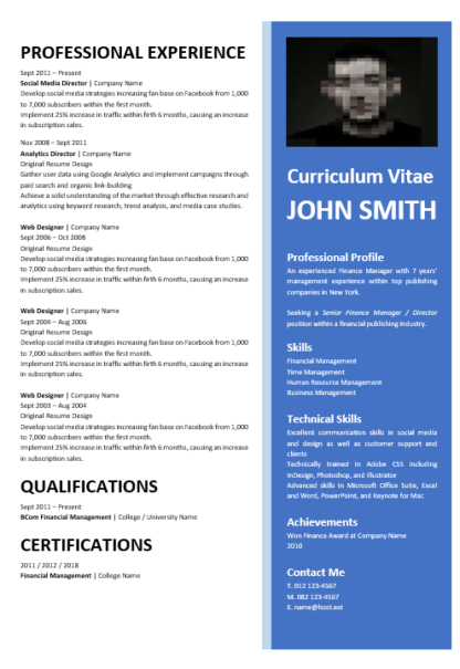 Modern 0001 Blue Curriculum Vitae