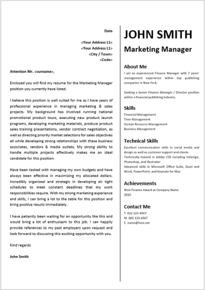 Marketing Manager Cover Letter