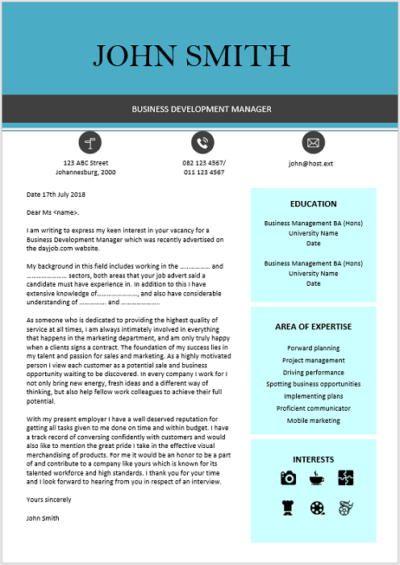 Business Development Cover Letter - Professional CV Templates