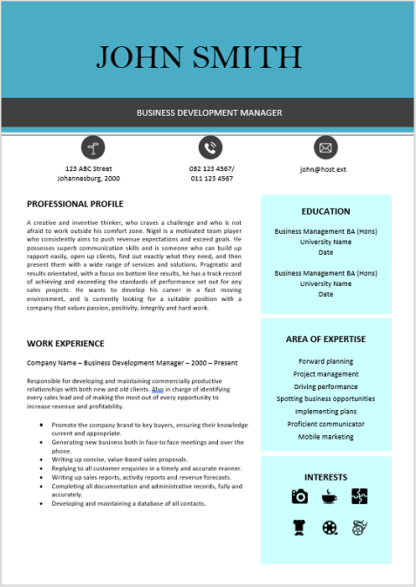 Business Development Curriculum Vitae