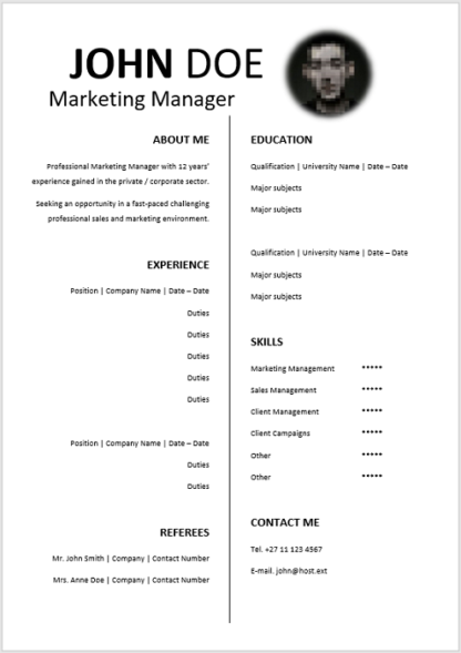 Marketing Manager Curriculum Vitae