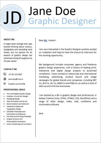 Graphic Design Cover Letter