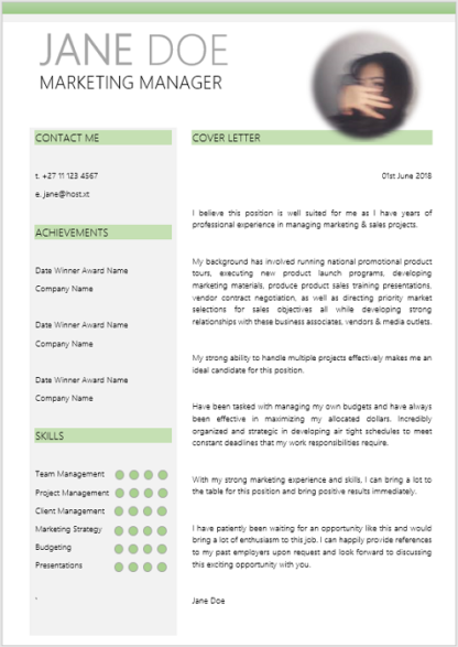 Elegant 0010 Green Grey Cover Letter