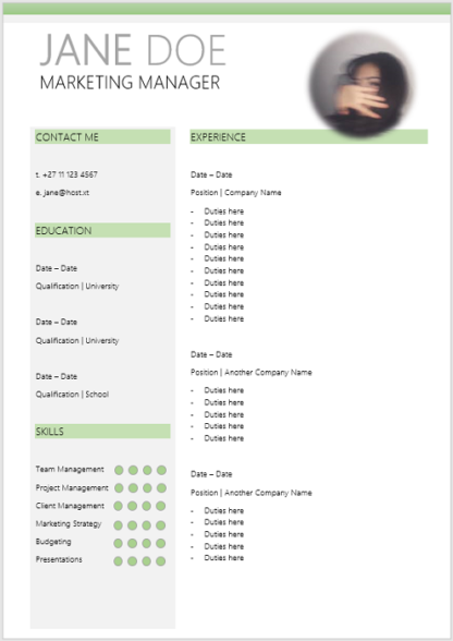 Elegant 0010 Green Grey Curriculum Vitae