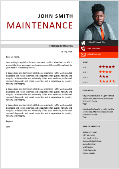 Maintenance Cover Letter