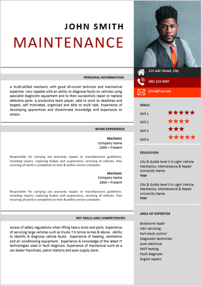 Maintenance Curriculum Vitae