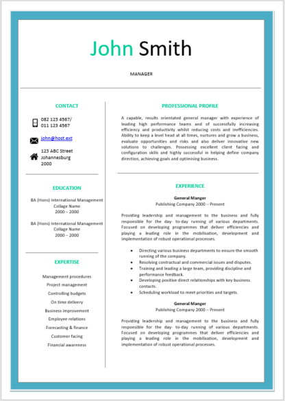 Management Curriculum Vitae