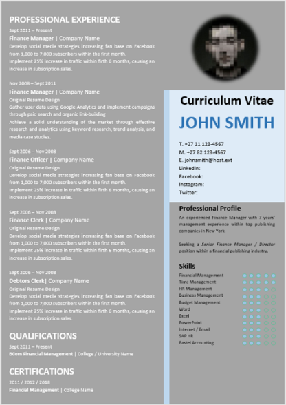 Modern 0003 Blue Grey Curriculum Vitae