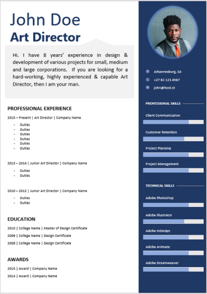 Modern 0005 Blue Curriculum Vitae