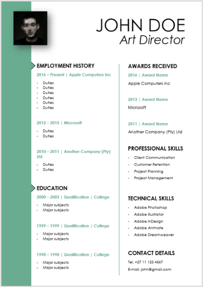 Modern 0007 Green Curriculum Vitae