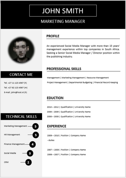 Modern 0009 Black Curriculum Vitae