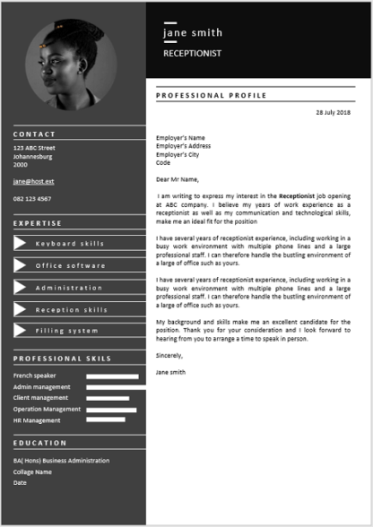 Receptionist Personal Assistant Cover Letter