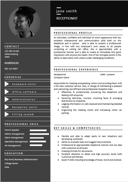 Receptionist Personal Assistant Curriculum Vitae