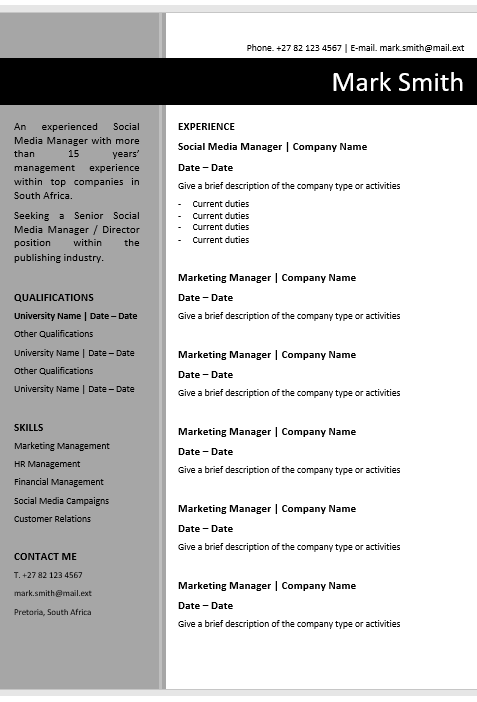 How To Write A Curriculum Vitae In South Africa : Mr Louis Louw